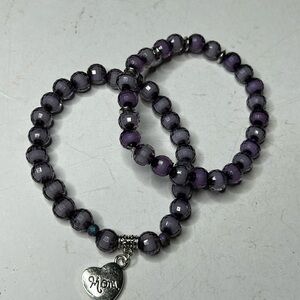Purple Crystal Mom Bracelet Set